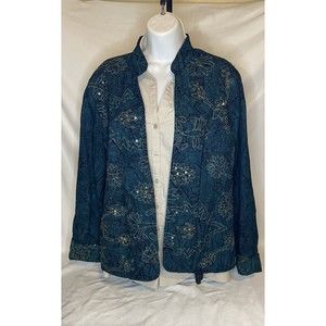 VTG Coldwater Creek: Turquoise/Black (Paisley), Gold Embroidered &Beaded